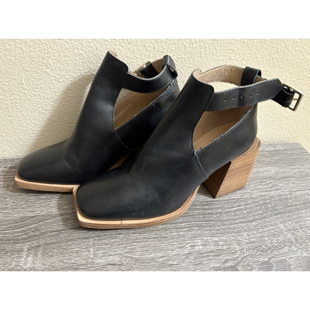 Free People Brady Buckle Boots Booties Size 6 US Black Leather